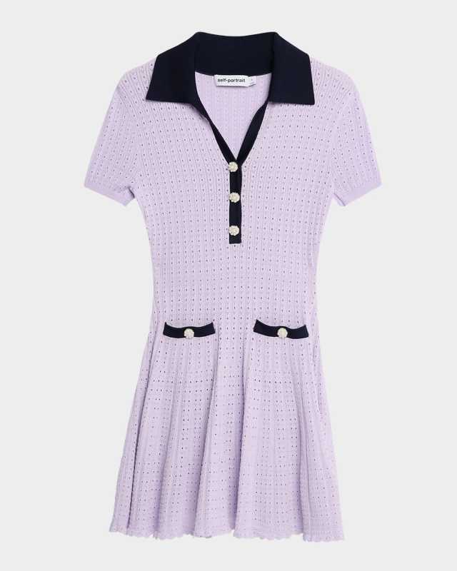Pointelle Knit Mini Dress